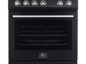 Forno FFSEL601230BLK Espresso Leonardo 30" Slide-In Electric Range with 4 Elements and Convection Fan Oven - Black