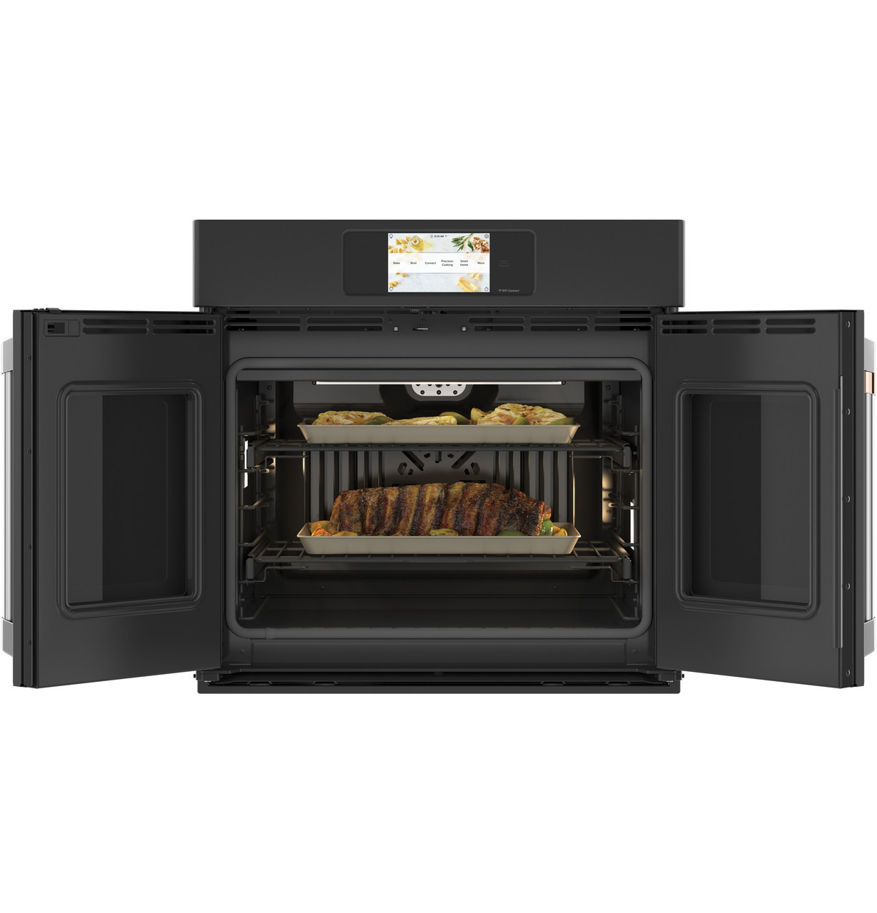 Cafe CTS90FP3ND1 30" Single French Door Wall Oven - Matte Black with Brushed Stainless Handles - Image 4