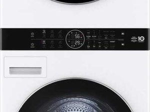 LG WKHC252HWA 27" Washtower with Stainless Steel Tub and Dual Inverter Heat Pump Ventless Dryer - White
