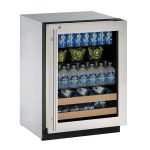 U-Line U-2224BEVS-15B 24" Beverage Center with Lock 2000 Series - Left Hinge - Stainless Frame