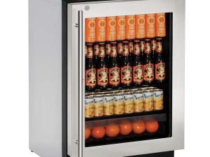 U-Line U-2224RGLS-15B 24" Glass Door Refrigerator with Lock - Left Hinge 2000 Series - Stainless Steel
