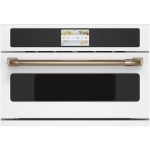 Cafe CSB913P4VW2 30" Smart Five in One Single Wall Oven with 120V Advantium Technology - Matte White with Brushed Bronze Handle