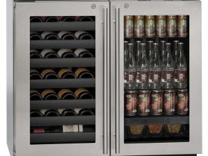 U-Line U-3036BVWCS-13B 36" Beverage Center with Double Doors and Lock Modular 3000 Series - Stainless Frame