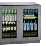 U-Line U-3036RRGLINT-00B 36" Glass Double Door Refrigerator with LED Lights and OLED Display  Modular 3000 Series- Integrated Frame