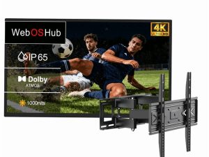 55" Outdoor TV, 4K UHD Smart TV, 1000nits High Brightness IP65 Waterproof, Suitable For Partial Sun, Patio Built-in Voice Assistant & Dolby Atmos