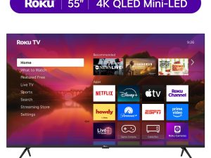 Roku Smart TV 2025  55-Inch Plus Series, 4K QLED Mini-LED TV  Roku TV with Enhanced Voice Remote