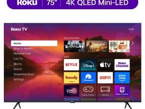 Roku Smart TV 2025  75-Inch Plus Series, 4K QLED Mini-LED TV  Roku TV with Enhanced Voice Remote