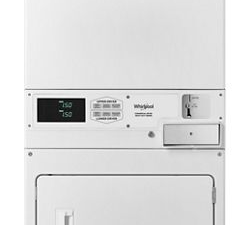 Whirlpool CESP2958JQ 27" Commercial Stacked Dual Electric Dryers with Factory-Installed Coin Drop and Coin Box - 7.4 cu. ft. each dryer - White