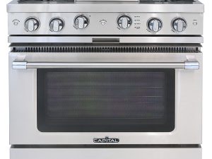 Capital CGSR362G2L Grand Chef 36" Gas Range with 4 Open Burners and 12" Griddle - Liquid Propane - Stainless Steel