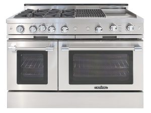 Capital CGSR484BGL Grand Chef 48" Gas Range with 4 Open Burners and 12" Grill and 12" Griddle - Liquid Propane - Stainless Steel