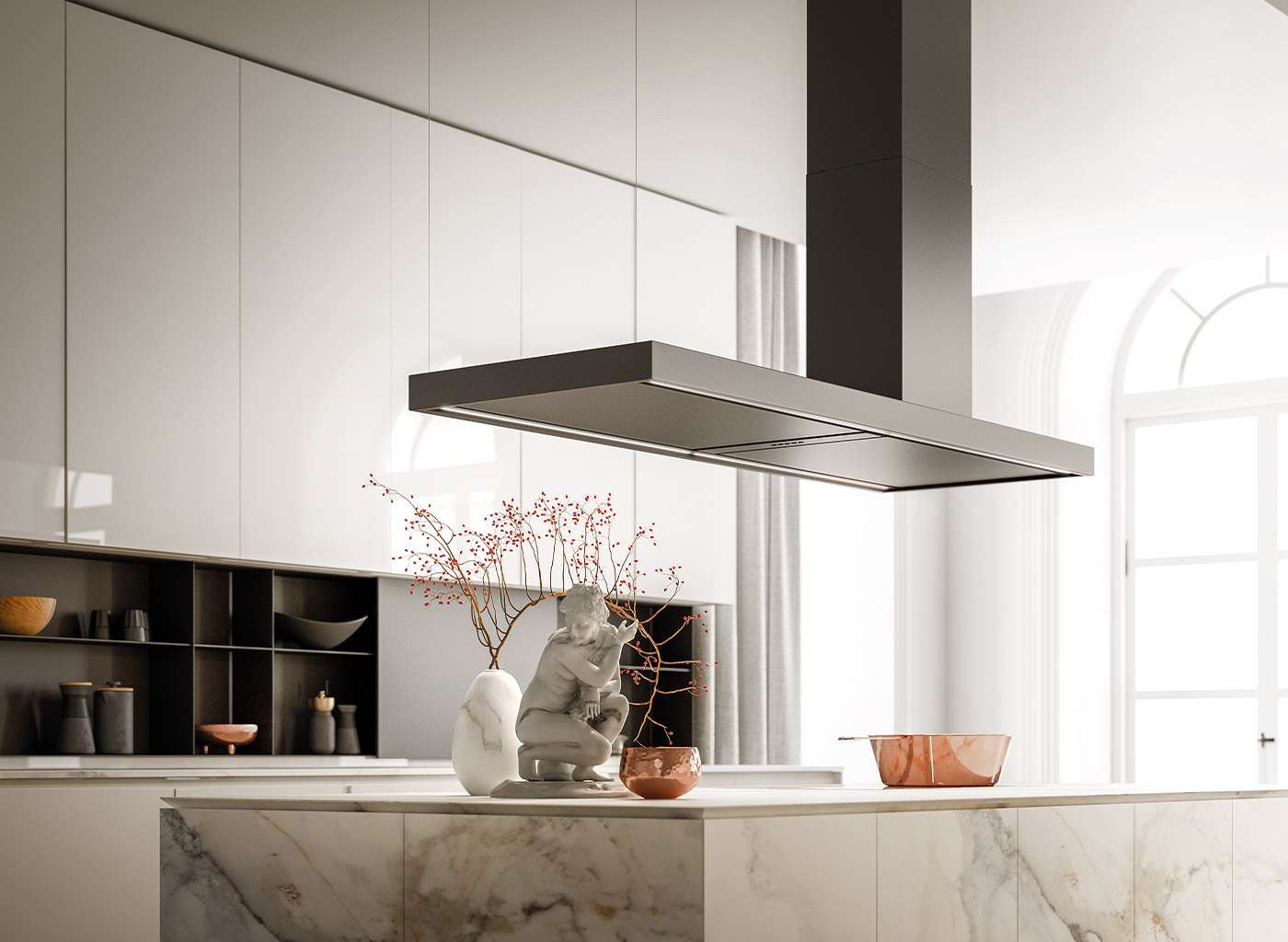 Falmec FDELL70I5SS Elle 70" Island Hood - 500 CFM - Matte Black Falmec FDELL70I5SS Elle 70" Island Hood - 500 CFM - Matte Black - Image 1