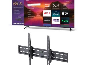 Roku 65-Inch Select Series 4K HDR Smart Roku TV and onn. Tilting TV Wall Mount for 50" to 86" TV's, up to 12° Tilting