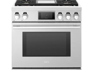 SKS SKSGR360GS 36" Professional Gas Range with 4 Burners and Chromium Griddle - Stainless Steel