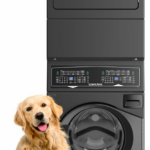 Speed Queen SF7008BG 27" Stacked Laundry Center with 3.4 cu. Ft. Washer and 7 cu. Ft. Gas Dryer - Black