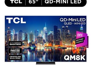TCL 65" Class QM8K Series QD-Mini LED QLED 4K UHD Smart Google TV (NEW, 2025) - 144Hz, Local Dimming, CrystGlow WHVA Panel - 65QM8K