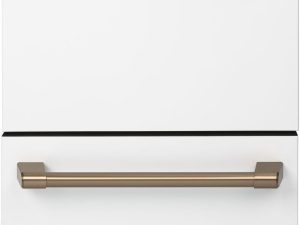 Cafe CDD420P4TW2 24" Top Control Double Drawer Dishwasher with Knock to Pause - 49 dBA - Matte White with Brushed Bronze Handles
