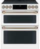 Cafe CES750P4MW2 30" Slide-In Convection Double Oven Electric Range with Front Controls - Matte White with Brushed Bronze Handles and Knobs