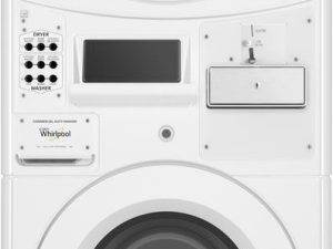 Whirlpool CET9000GQ 27" Coin Drop Commercial Combination Stacked 3.1 cu. ft. Washer and 6.7 cu. ft. Electric Dryer - White