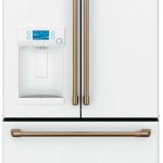 Cafe CFE28TP4MW2 36" French Door Refrigerator with LED Lighting - Matte White with Brushed Bronze Handles