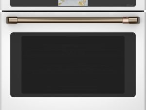 Cafe CTS90DP4NW2 30" Convection Single Wall Oven - Matte White with Brushed Bronze Handle