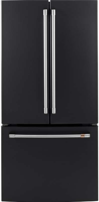 Cafe CWE19SP3ND1 33" Counter Depth French Door Refrigerator with Internal Water Dispenser - Matte Black with Brushed Stainless Steel Handles
