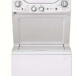 GE GUD24GSSMWW 24" Laundry Center with Washer and 4.4 cu. ft. Gas Dryer with Rotary Electronic Controls and 11 Wash Cycles - White