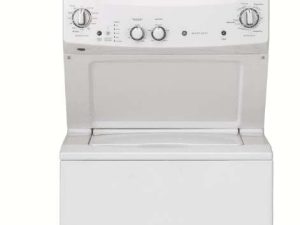 GE GUD27ESSMWW 27" Stacked Laundry Center with 3.8 cu. ft. Washer and 5.9 cu. ft. Electric Dryer - White