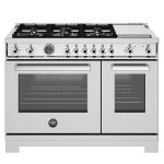 Bertazonni PRO486BTFGMXT 48" Gas Range with 6 Brass Burners and Griddle Professional Series - Natural Gas - Stainless Steel