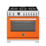 Bertazonni PRO366BCFGMART 36" Gas Range with 6 Brass Burners Professional Series - Natural Gas - Arancio Orange