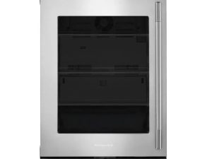KitchenAid KURL324SSB 24" Undercounter Refrigerator with Glass Door - Left Hinge - Black Cabinet with Stainless Doors
