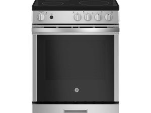 GE JAS640RMSS 24" Freestanding Slide-in Front Control Electric Range - Stainless Steel