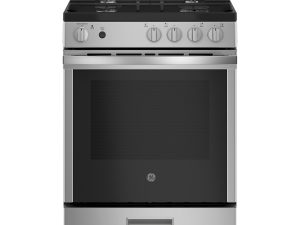 GE JGAS640RMSS 24" Freestanding Slide-in Front Control Gas Range - Stainless Steel