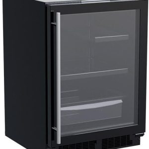 Marvel MLRE224BG81A 24" Undercounter Refrigerator with Glass Reversible Door and Brightshield - Black