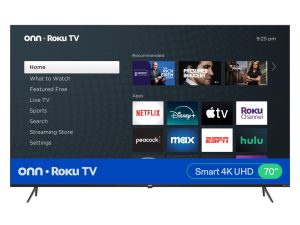 onn 70 Class 4K UHD Roku Smart Television, 100012588