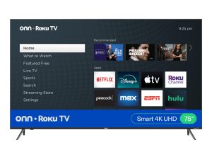 onn 75 Class 4K UHD Roku Smart Television, 100044717