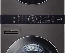LG WKEX200HBA 27" Laundry WashTower with 4.5 cu. ft. Washer and 7.4 cu. ft. Electric Dryer - Black Steel