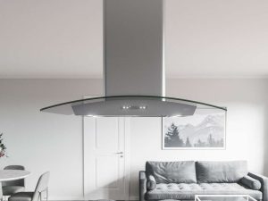 Zephyr ZMLE42CG 42" Milano Island Hood with Zephyr Connect Technology - 700 CFM - Stainless Steel with Glass
