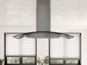 Zephyr ZREE42BBSGG 42" Ravenna Island Hood - 600 CFM - Black Stainless Steel